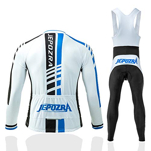 JEPOZRA Maillot Ciclismo Hombre Ropa Bicicleta Conjunto mtb Maillot Bici Manga Larga y Culotte Ciclista con Badana Gel