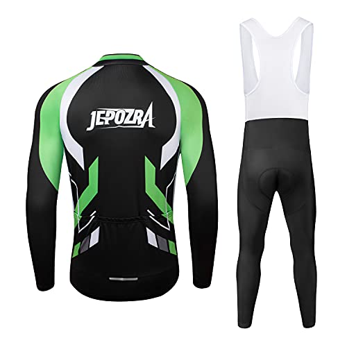 JEPOZRA Maillot Ciclismo Hombre Ropa Bicicleta Conjunto MTB Maillot Bici Manga Larga y Culotte Ciclista con Badana Gel