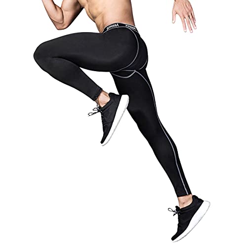 JEPOZRA Mallas Termicas Hombre Running Leggins Compresion Deporte Pantalon Gimnasio Hombre Mallas Correr para Fitness Futbol Baloncesto (Negro, XL)