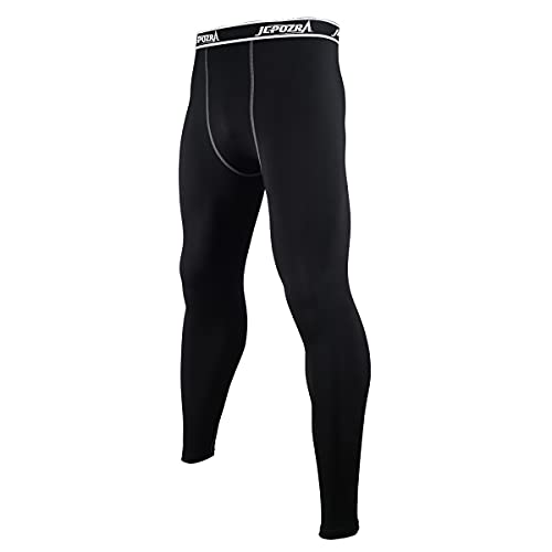 JEPOZRA Mallas Termicas Hombre Running Leggins Compresion Deporte Pantalon Gimnasio Hombre Mallas Correr para Fitness Futbol Baloncesto (Negro, XL)