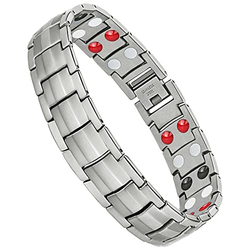 Jeracol Pulsera MagnéTica Para Hombre Pulsera De Terapia MagnéTica De Salud Pulsera de acero inoxidable para aliviar el dolor de la artritis Con Herramienta De ExtraccióN Y Caja De Regalo