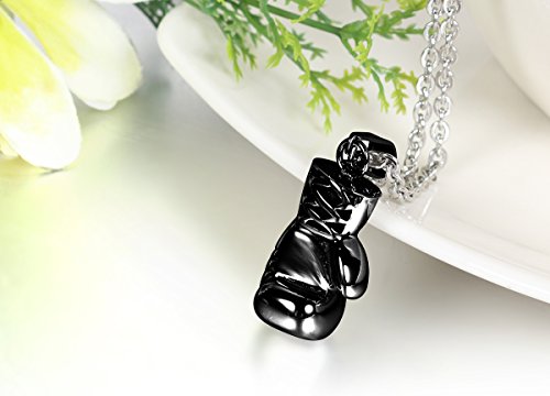 JewelryWe Collar para Hombre, Acero Inoxidable Golden para Hombre Guantes de Boxeo Colgante Collares Motorista de Carreras con 55,88 cm Cadena, Plateado y Negro Dorado,Regalos para Navidad Cumpleaños