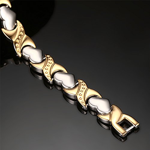 JewelryWe Pulsera Mujer Pulsera para Hombre y Mujer Pulsera magnética Pulsera de Mujer Brazalete Oro Plata, 20cm Ancho 9.5mm，Regalos Cumpleaños Originales,Regalos para Navidad