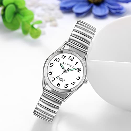 JewelryWe Reloj de Cuarzo Ultrafino para Mujer, Reloj para Mujer con Correa Elástica Fuerte y Esfera Digital Grande con Personalidad a la Moda Dorado