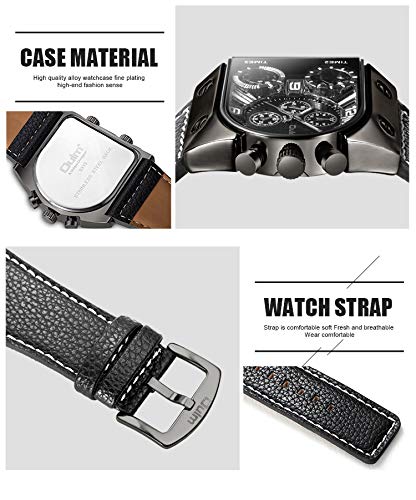 JewelryWe Reloj para Hombre, Relojes de Pulsera para Hombres, Reloj de Hombre, Pulsera Cuarzo Luxe Montrant 3 Tiempo de Pulsera de Piel para Hombre de Negocios