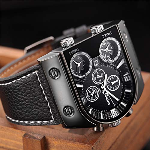 JewelryWe Reloj para Hombre, Relojes de Pulsera para Hombres, Reloj de Hombre, Pulsera Cuarzo Luxe Montrant 3 Tiempo de Pulsera de Piel para Hombre de Negocios