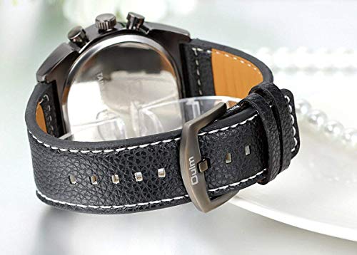 JewelryWe Reloj para Hombre, Relojes de Pulsera para Hombres, Reloj de Hombre, Pulsera Cuarzo Luxe Montrant 3 Tiempo de Pulsera de Piel para Hombre de Negocios