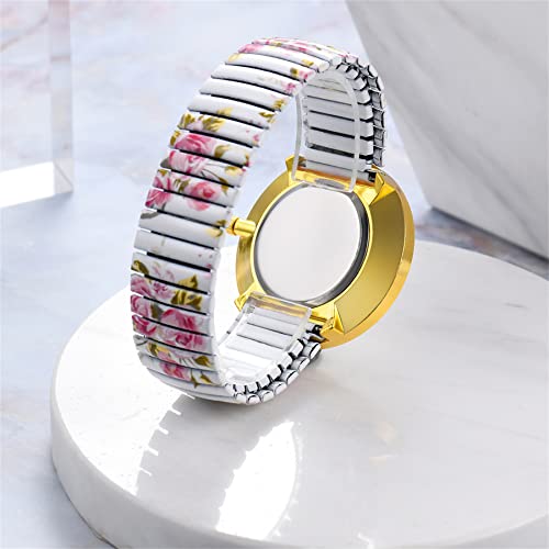 JewelryWe Reloj para Mujer, Reloj Mujer, Ultra Claro y Fácil de Leer, Esfera Digital Grande, Práctico Reloj con Correa Elástica Simple y a la Moda, Cinturón Blanco, Esfera Blanca