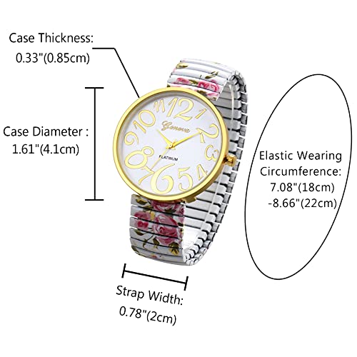 JewelryWe Reloj para Mujer, Reloj Mujer, Ultra Claro y Fácil de Leer, Esfera Digital Grande, Práctico Reloj con Correa Elástica Simple y a la Moda, Cinturón Blanco, Esfera Blanca