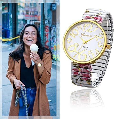 JewelryWe Reloj para Mujer, Reloj Mujer, Ultra Claro y Fácil de Leer, Esfera Digital Grande, Práctico Reloj con Correa Elástica Simple y a la Moda, Cinturón Blanco, Esfera Blanca