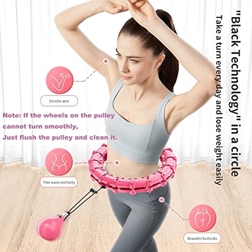 Jiaju Masaje Inteligente Hula Hoop, Hula Hoops ponderado for Adultos, 24 Nudos Desmontables Masaje de pérdida de Peso, tonificación, Cuerpo, músculo, Abdominales, Cintura, círculo (Color : Pink)