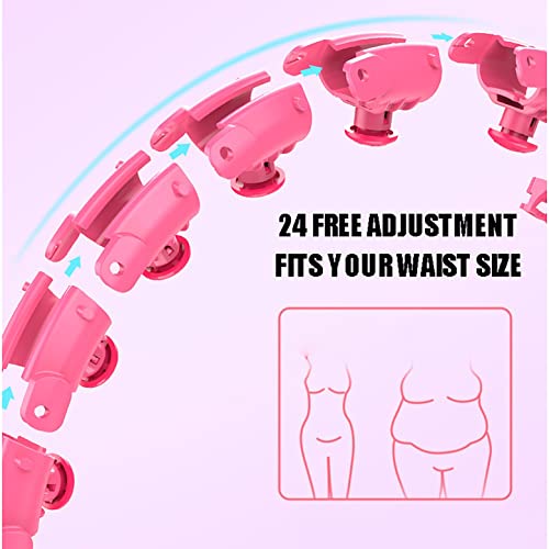 Jiaju Masaje Inteligente Hula Hoop, Hula Hoops ponderado for Adultos, 24 Nudos Desmontables Masaje de pérdida de Peso, tonificación, Cuerpo, músculo, Abdominales, Cintura, círculo (Color : Pink)