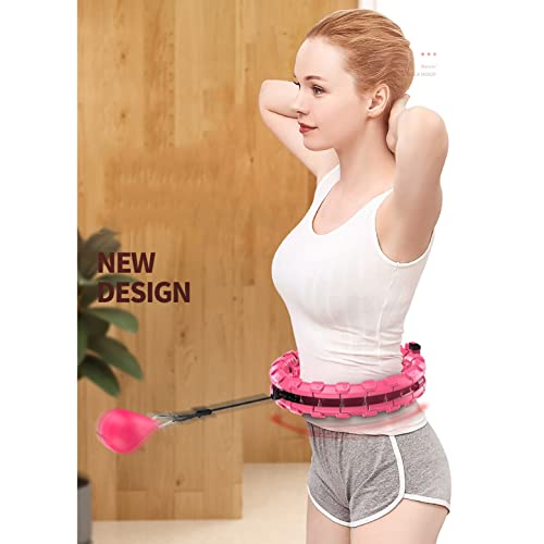 Jiaju Masaje Inteligente Hula Hoop, Hula Hoops ponderado for Adultos, 24 Nudos Desmontables Masaje de pérdida de Peso, tonificación, Cuerpo, músculo, Abdominales, Cintura, círculo (Color : Pink)