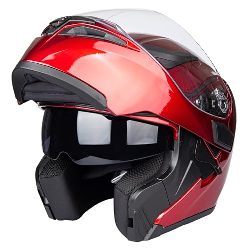 JieKai Casco para motocicleta integral, con visera extraíble, con certificación DOT