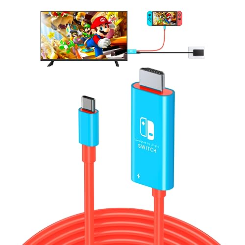 JINGDU Ultraportátil USB Tipo C a HDMI TV Cable Adaptador para Switch/OLED,Cable de conversión HDMI 4K de 2m,Admite TV/cubierta de vapor/ordenador portátil/PC, Rojo y Azul