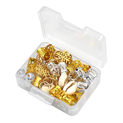 Jinlaili Anillos de Trenza de Pelo, 80 Piezas Pelo de Aluminio Anillos, Bobina de para Cabello Adjustable, Dreadlocks de Pelo Accesorios, Abalorios Decoración de Pelo para Accesorios de Peinado