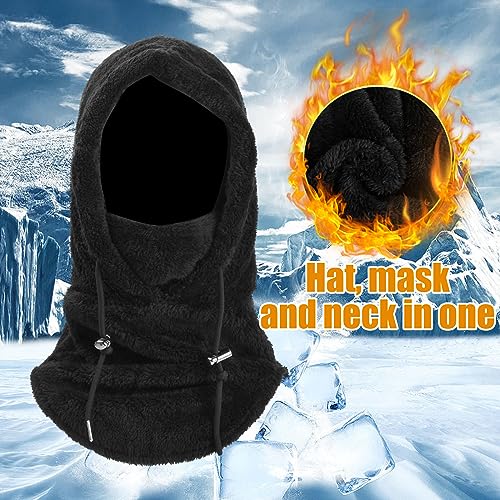 Jinlaili Pasamontañas Invierno a Prueba Viento, Pasamontañas Moto, Capucha de Lana Térmica, Calentador de Cuello Respirable, Gorro de Invierno Unisex para Ski Moto Ciclismo Escalada Aire Libre, Negro