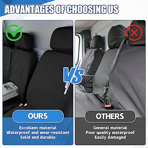 JinsenTGG Fundas de Asiento Impermeables Repuesto para Mercedes Sprinter Van 2010-2018, Juego de 7 Fundas Protección de Asiento Delantero para Conductor y Pasajero Doble, Fundas de Asiento de Coche