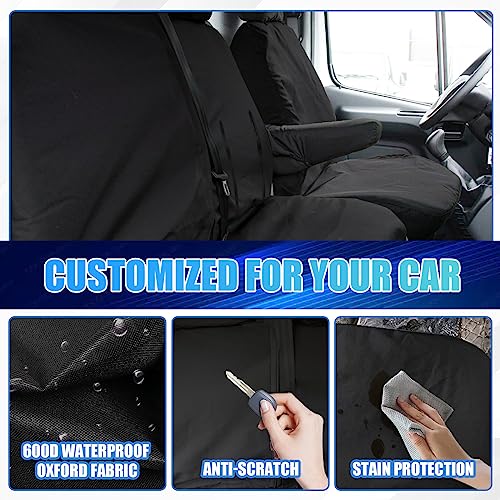 JinsenTGG Fundas de Asiento Impermeables Repuesto para Mercedes Sprinter Van 2010-2018, Juego de 7 Fundas Protección de Asiento Delantero para Conductor y Pasajero Doble, Fundas de Asiento de Coche