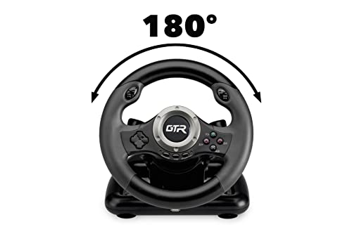 JINSHU GTR RACING WHEEL - INDECA Volante de Carreras con Pedales (compatible con Playstation 4, Playstation 3, Switch y PC)