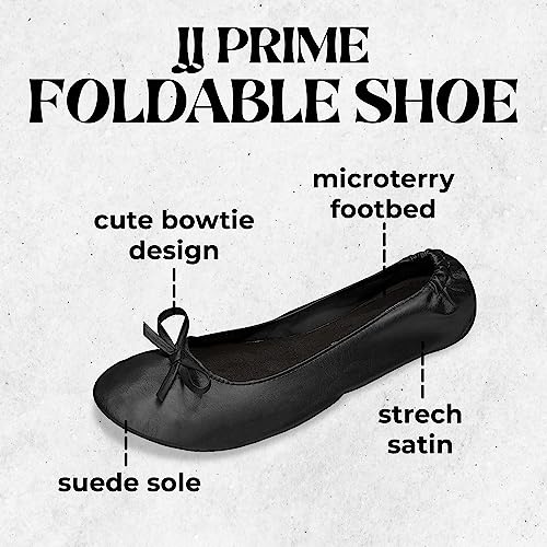 JJOnlineStore JJPRIME - Las Mujeres de Las Señoras enrollan los Zapatos Planos Cómodos Plegables doblan Las Bombas Plegables con el Ballet del Bolso de la Carga Después de la Fiesta (38/39 EU, Negro)