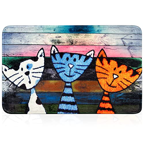 JJUUYOU Felpudo gato antideslizante Funnt-lavable felpudo gatos para exterior/interior absorbente personalizado felpudo duradero antideslizante corto felpa con lana fieltro