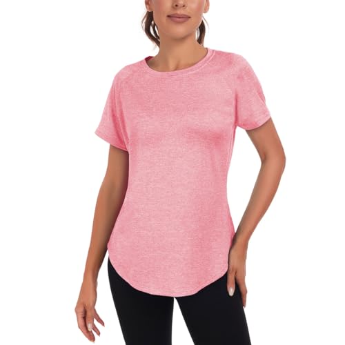 Jlowesun Camiseta Deportiva Mujer Manga Corta,Casual Ligera Transpirable Funcional Espalda Malla Deportiva Tops Mujer,Cuello Redondo Camiseta Entrenamiento Adecuada para Fitness Running Camiseta Yoga