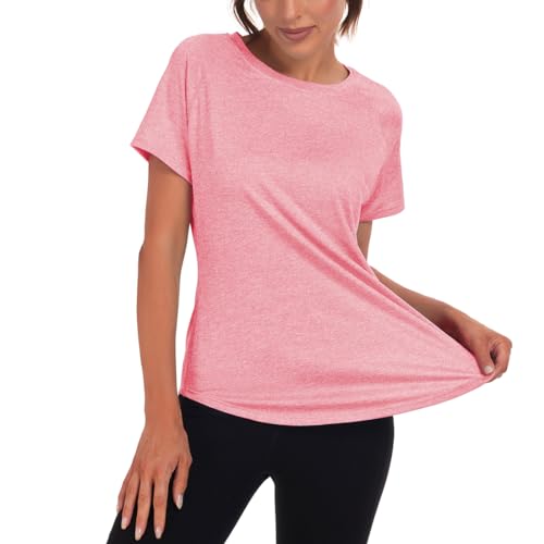 Jlowesun Camiseta Deportiva Mujer Manga Corta,Casual Ligera Transpirable Funcional Espalda Malla Deportiva Tops Mujer,Cuello Redondo Camiseta Entrenamiento Adecuada para Fitness Running Camiseta Yoga