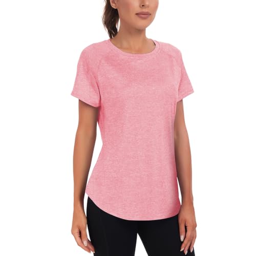 Jlowesun Camiseta Deportiva Mujer Manga Corta,Casual Ligera Transpirable Funcional Espalda Malla Deportiva Tops Mujer,Cuello Redondo Camiseta Entrenamiento Adecuada para Fitness Running Camiseta Yoga