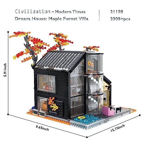 JMBricklayer 21108 Juegos de construcción de casas de bosque para adultos, bloques modulares de vista de calle, juguete creativo de construcción de casas de ensueño, kit de fabricación de casa,