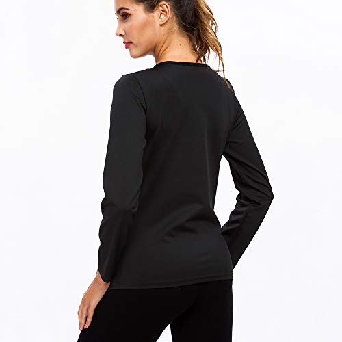 JMITHA Trajes de Sauna Camisa de Manga Larga Mujer Cortos de Sudoracion de Shapewear para Sudoración Fitness Deportivo Yoga Running Ggimnasio (Camisa-Negro, XL)