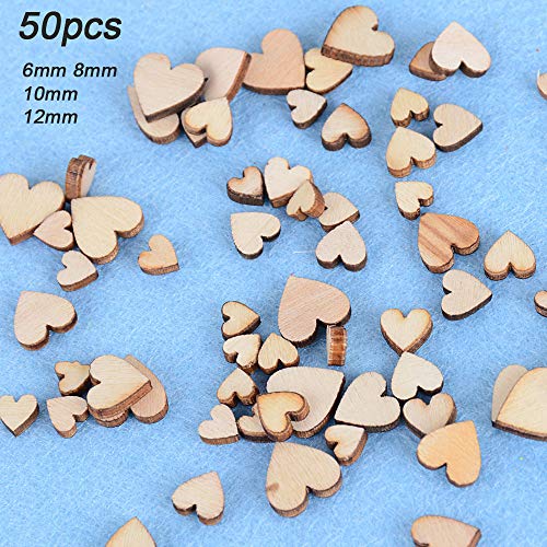 JNCH 200 Piezas Adornos de Madera - Estrella de Madera Corazón de Madera Mariposa de Madera Rebanadas de Madera 4 Formas 50pcs / Forma para Manualidades DIY Adornos Scrapbooking Decoración Boda