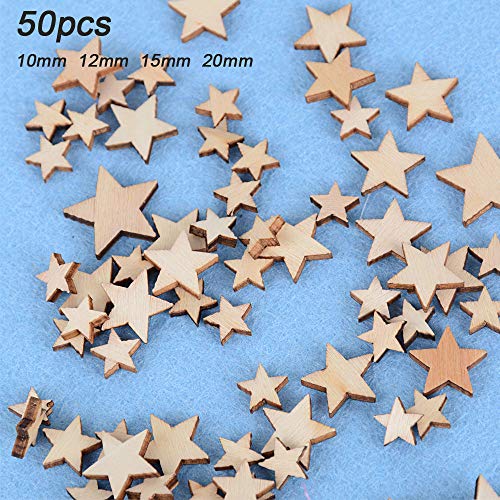 JNCH 200 Piezas Adornos de Madera - Estrella de Madera Corazón de Madera Mariposa de Madera Rebanadas de Madera 4 Formas 50pcs / Forma para Manualidades DIY Adornos Scrapbooking Decoración Boda