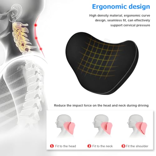 JNNJ Cojín Reposacabezas Coche, Espuma Almohada Para Cuello Para Asiento Del Coche, Reposacabezas Coche Pillow Memory Foam, Espuma Viscoelástica De Alta Densidad Y Diseño Ergonómico(Melocotón)