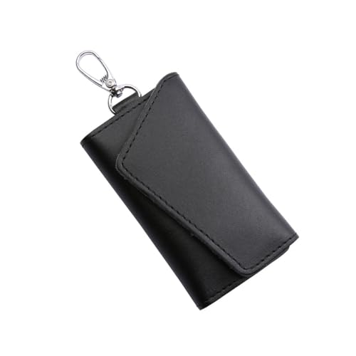 JNNJ Estuche para Llaves de Coche con Ganchos, Estuche de Cuero Genuino para Llaves, Estuche para Tarjetas Llavero Multifunción para Coche, Orgnizador Llaves de Coche para Hombre y Mujer(Negro)