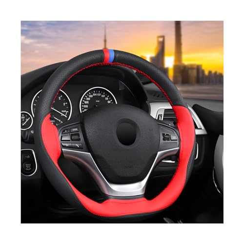 JNNJ Funda Volante Coche, Cubierta De Volante De Cuero De Microfibra, Cubre Volante Sport Antideslizante Transpirable, Funda Volantes Coche Universal para Todos Los Volantes Estándar(Rojo)