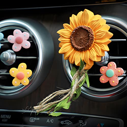 JNNJ Girasol Espejo Retrovisor Adorno, Colgante Decoración de Difusor de Ventilación, Purificador de Aire, Multifuncional Coche Accesorio Interiores, para Mujeres y Adolescentes（Salida De Aire）