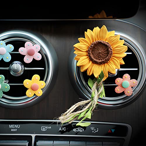 JNNJ Girasol Espejo Retrovisor Adorno, Colgante Decoración de Difusor de Ventilación, Purificador de Aire, Multifuncional Coche Accesorio Interiores, para Mujeres y Adolescentes（Salida De Aire）