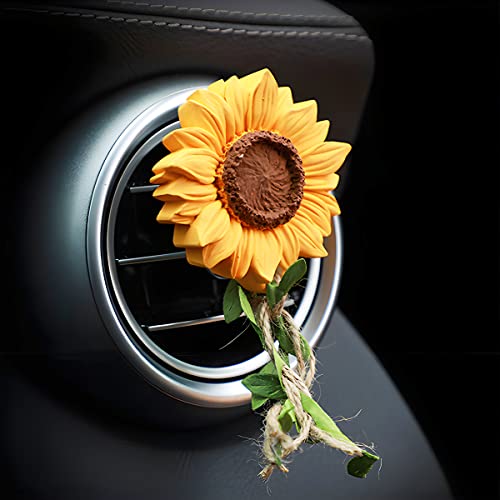 JNNJ Girasol Espejo Retrovisor Adorno, Colgante Decoración de Difusor de Ventilación, Purificador de Aire, Multifuncional Coche Accesorio Interiores, para Mujeres y Adolescentes（Salida De Aire）