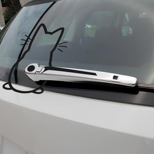 JNNJ Pegatina Gato Limpiaparabrisas, Divertido Dibujos Animados Gatito Calcomanía para Parabrisas, Pegatinas de Animales para La Ventana Del Coche, Pegatinas Decorativos para Coche Ordenador(Negro)