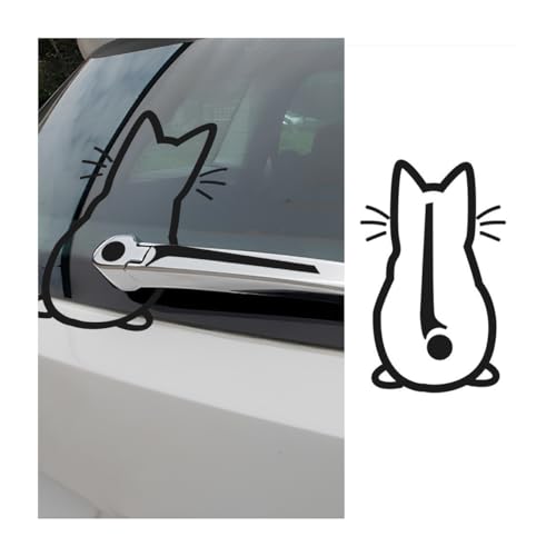 JNNJ Pegatina Gato Limpiaparabrisas, Divertido Dibujos Animados Gatito Calcomanía para Parabrisas, Pegatinas de Animales para La Ventana Del Coche, Pegatinas Decorativos para Coche Ordenador(Negro)