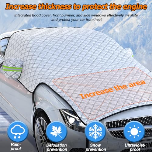 JNNJ Protector De Parabrisas, Parasol Coche Delantero, Protector Parabrisas Hielo Nieve, Funda Plegable Parabrisa Delantero, Cubierta Protege De Nieve Y Antihielo Impermeable Rayos UV para Coche