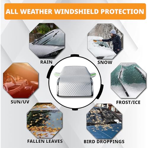 JNNJ Protector De Parabrisas, Parasol Coche Delantero, Protector Parabrisas Hielo Nieve, Funda Plegable Parabrisa Delantero, Cubierta Protege De Nieve Y Antihielo Impermeable Rayos UV para Coche