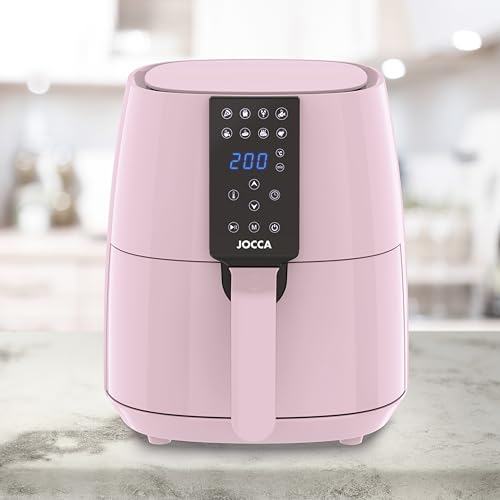 JOCCA - Freidora de Aire Caliente 3,8L Color/Freidora Sin Aceite/Temporizador/Temperatura Ajustable/Cocina Sana / 1450W de Potencia (Rosa)