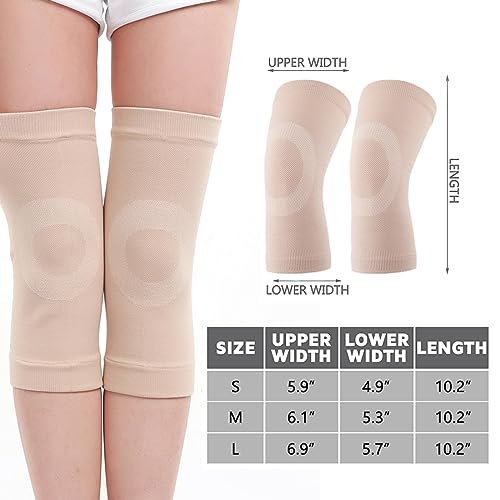 JOCXZI rodilleras,rodilleras,rodilleras gym,rodillera compresion,1 par para aliviar el dolor durante el ejercicio y después de una lesión - Para deportes (Beige, L)