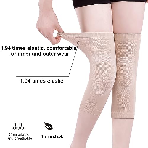 JOCXZI rodilleras,rodilleras,rodilleras gym,rodillera compresion,1 par para aliviar el dolor durante el ejercicio y después de una lesión - Para deportes (Beige, L)