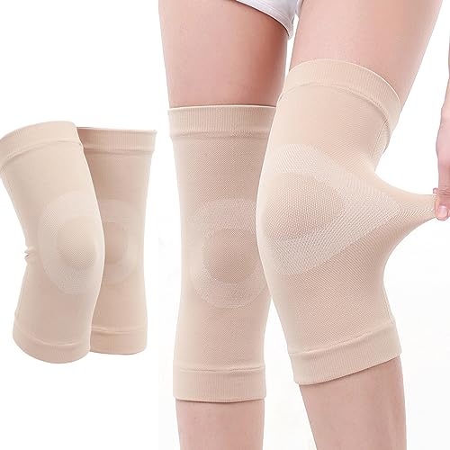 JOCXZI rodilleras,rodilleras,rodilleras gym,rodillera compresion,1 par para aliviar el dolor durante el ejercicio y después de una lesión - Para deportes (Beige, L)