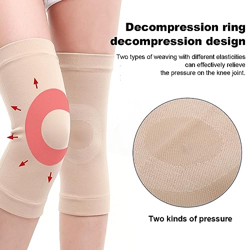 JOCXZI rodilleras,rodilleras,rodilleras gym,rodillera compresion,1 par para aliviar el dolor durante el ejercicio y después de una lesión - Para deportes (Beige, L)