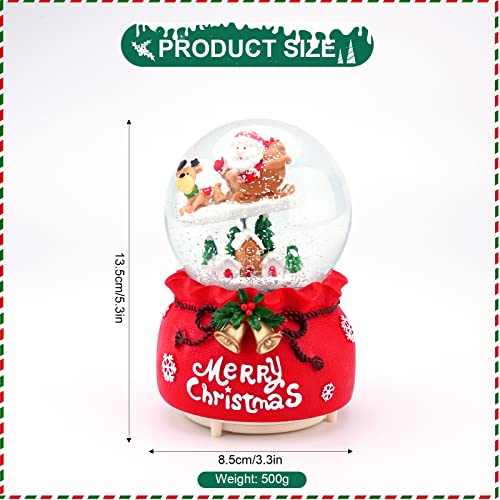 Jodsen Musical de Navidad Bola de Nieve Santa Trineo Elk Snow Globe Red Musical Cajas con Luces LED Cambiantes Plays 8 Canciones Decoraciones de Figuras de Navidad para Escritorio Habitación Hogar