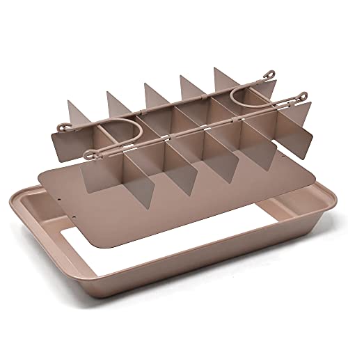 Joejis Molde Brownie Pan Para Hornear Rectangular 31x 20cm - Molde Para Pasteles de Acero Al Carbono Antiadherente - con 18 Separadores Cortador De Brownie de Chocolate